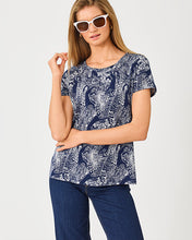 Load image into Gallery viewer, Etta Scoop Neck Top - Low Tide Navy Lil Palm Prowl