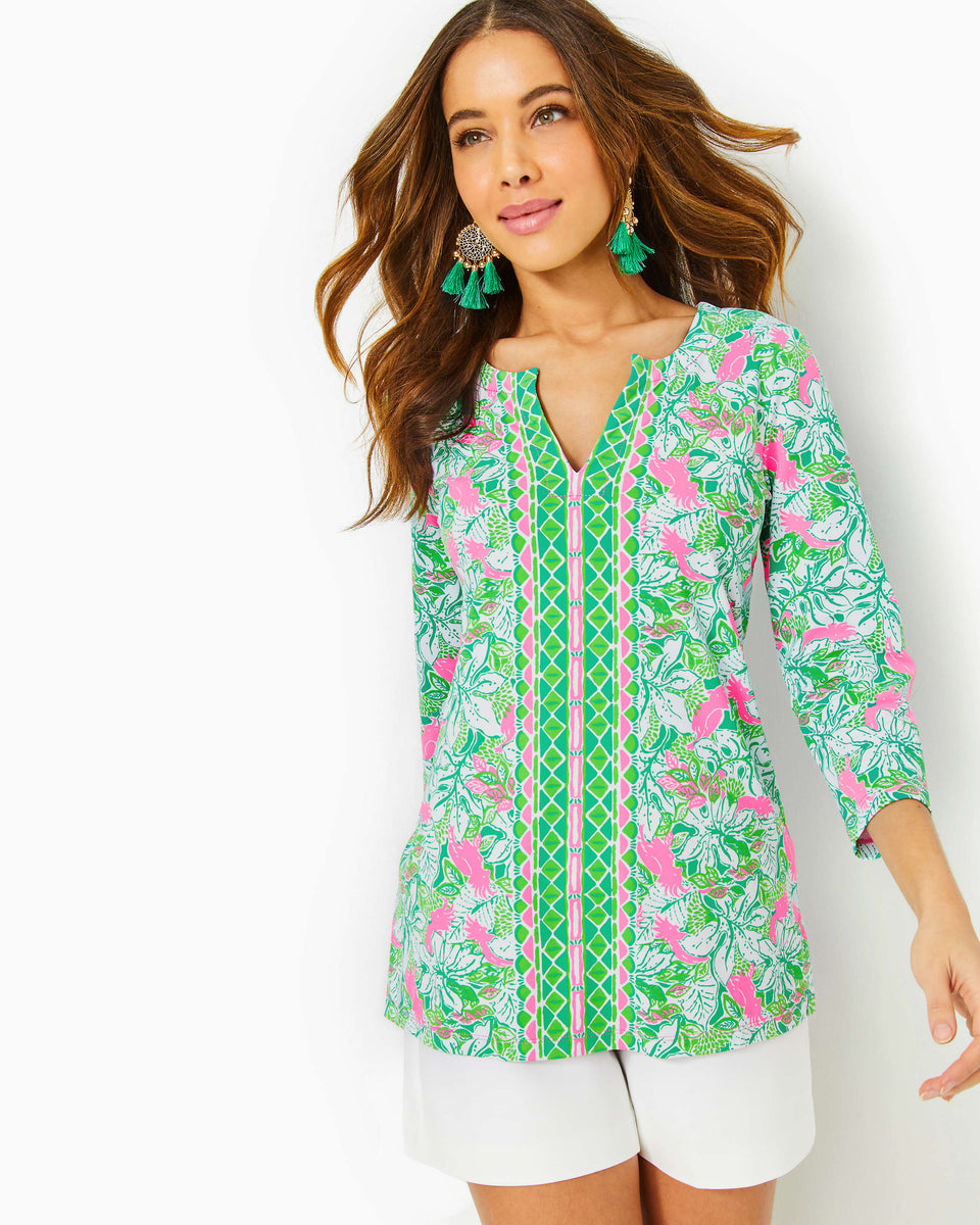 UPF 50+ Karina ChillyLilly Tunic Top - Botanical Green Just Wing It  Engineered Chillylilly