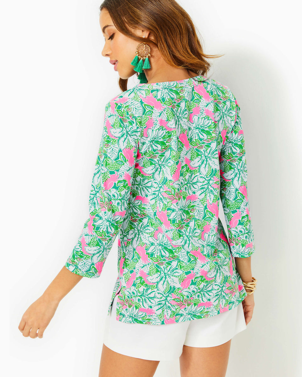 UPF 50+ Karina ChillyLilly Tunic Top - Botanical Green Just Wing It  Engineered Chillylilly