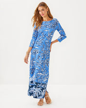 Load image into Gallery viewer, UPF 50+ ChillyLilly Seralina Maxi Dress - Sunwashed Blue Tall Tales Engineered Chillylilly