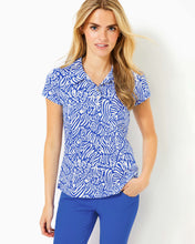 Load image into Gallery viewer, UPF 50+ Luxletic Frida Scallop Polo Top - Martinique Blue Zee Bebe