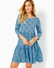 Load image into Gallery viewer, Geanna Cotton Swing Dress - Bon Bon Blue Go Your Own Wave