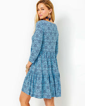 Load image into Gallery viewer, Geanna Cotton Swing Dress - Bon Bon Blue Go Your Own Wave