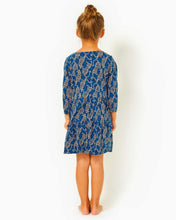 Load image into Gallery viewer, Girls Mini Geanna Cotton Dress - Low Tide Navy Easy To Spot
