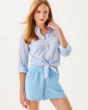 Load image into Gallery viewer, 4" Lilo Linen Short - Blue Peri X Resort White