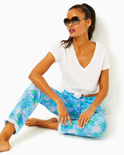 Load image into Gallery viewer, 31" Taron Mid-Rise Linen Pant - Las Olas Aqua Strong Current Sea