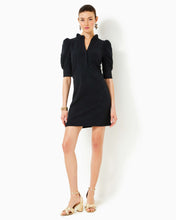 Load image into Gallery viewer, Elsey Popover Dress - Noir Knit Pucker Jacquard