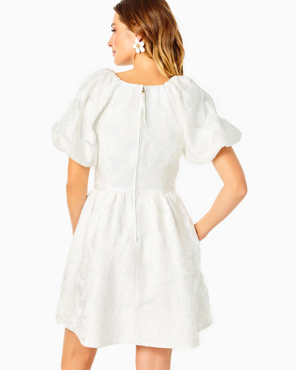 Knoxlie Dress - Resort White Organza Bloom Jacquard – The Islands