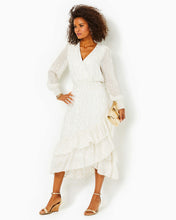 Load image into Gallery viewer, Cristiana Midi Dress - Coconut Viscose Metallic Clip Dobby