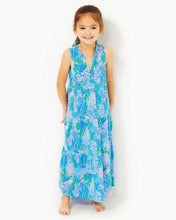 Load image into Gallery viewer, Girls Mini Malone Maxi Dress - Las Olas Aqua Strong Current Sea