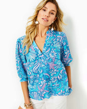 Load image into Gallery viewer, Mialeigh Elbow Sleeve Top - Amalfi Blue Sound the Sirens
