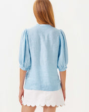 Load image into Gallery viewer, Mialeigh Linen Top - Blue Peri X Resort White