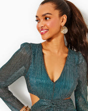 Load image into Gallery viewer, Latrice Long Sleeve Maxi Dress - Blue Rhapsody Metallic Knit Crinkle