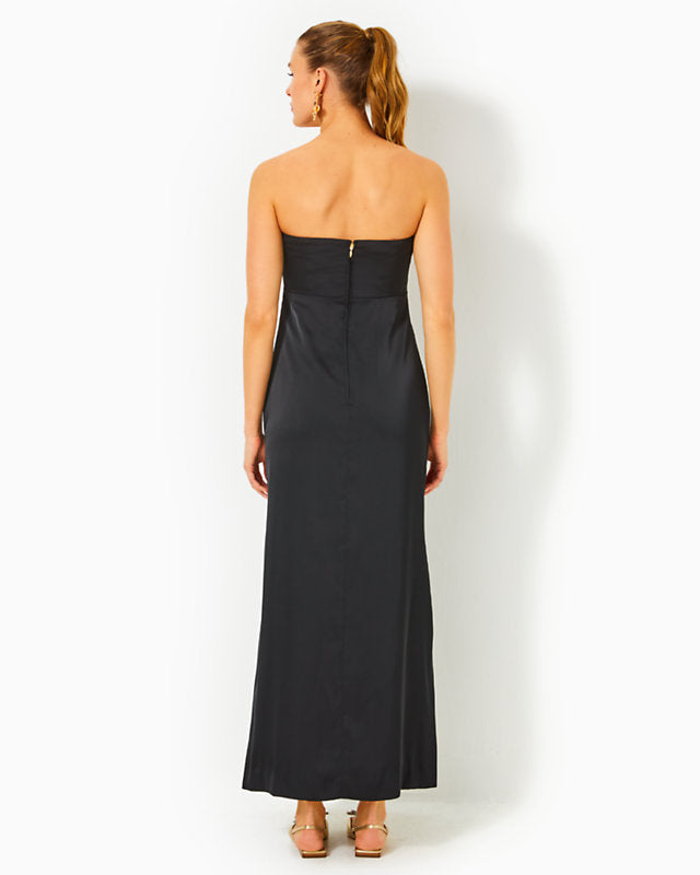 Carlynn Satin Maxi Bow Dress - Noir The Islands - A Lilly Pulitzer Signature Store Carlynn Satin Maxi Bow Dress - Noir The Islands - A Lilly Pulitzer Signature Store