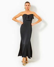 Load image into Gallery viewer, Carlynn Satin Maxi Bow Dress - Noir