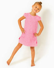 Load image into Gallery viewer, Girls Little Lilly Shift Dress - Pink Palms Fantasy Tweed
