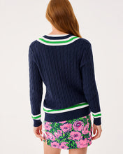 Load image into Gallery viewer, Brockton Cotton Sweater - Low Tide Navy X Jolie Green Tipping