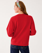 Load image into Gallery viewer, Ballad Cotton Sweatshirt - Cranberry Red Poinsettia Embellishment