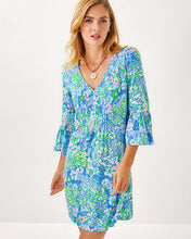 Load image into Gallery viewer, Danika Tunic Dress - Sunwashed Blue Plumes In Bloom