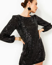Load image into Gallery viewer, Nicoline Long Sleeve Romper - Onyx Treasure Box Sequin Knit