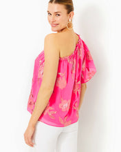 Load image into Gallery viewer, Saraleigh One-Shoulder Top - Roxie Pink Anniversary Silk Clip