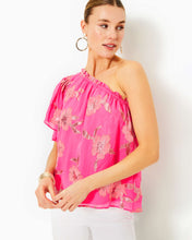 Load image into Gallery viewer, Saraleigh One-Shoulder Top - Roxie Pink Anniversary Silk Clip