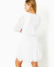 Load image into Gallery viewer, Cristiana Long Sleeve Dress - Resort White Poly Crepe Swirl Clip