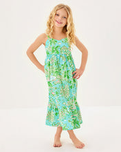 Load image into Gallery viewer, Girls Mini Hiedi Maxi Dress - Fresh Water Blue Sunbathers Bliss