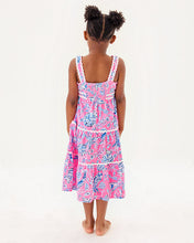 Load image into Gallery viewer, Girls Mini Pollie Midi Dress - Rousseau Pink Barefoot Beachcombers
