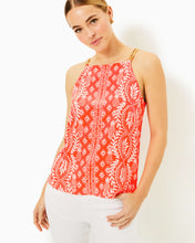 Load image into Gallery viewer, Joannah Silk Top - Flamingo Feather Harbour View Engineered Woven Top