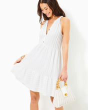 Load image into Gallery viewer, Lennox Swing Dress - Resort White Scallop Stripe Knit Jacquard