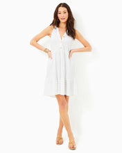 Load image into Gallery viewer, Lennox Swing Dress - Resort White Scallop Stripe Knit Jacquard