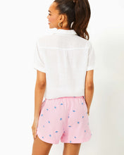 Load image into Gallery viewer, 3" Elodey Linen Short - Conch Shell Pink Gone Shellin Embroidery