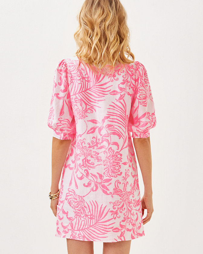 Mialeigh Linen Dress - Rousseau Pink Glisten In The Sun  The Islands - A  Lilly Pulitzer Signature Store
