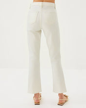 Load image into Gallery viewer, 28" Liza Shimmer Crop Flare Jean - Coconut Metallic