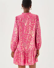 Load image into Gallery viewer, Evaline Silk Dress - Sun Shell Pink Floral Bloom Silk Clip