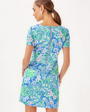 Load image into Gallery viewer, The Short Sleeved Lilly Shift Dress - Sunwashed Blue Plumes In Bloom