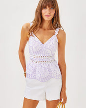 Load image into Gallery viewer, Tiah Eyelet Top - Water Hyacinth Dancing Daisies Eyelet