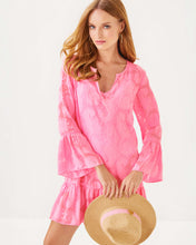 Load image into Gallery viewer, Shenzi Cover-Up - Rousseau Pink Tangerine Dream Poly Clip Jacquard