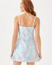 Load image into Gallery viewer, Laken Skirted Romper - Bluette Floral Stripe Woven Jacquard