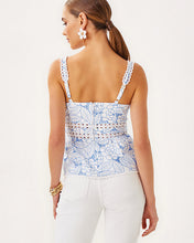 Load image into Gallery viewer, Tiah Eyelet Top - Sunwashed Blue Sunshowers Embroidery