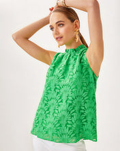 Load image into Gallery viewer, Tolya Top - Fauna Green Stacked Palm Burnout