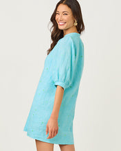 Load image into Gallery viewer, Mialeigh Linen Dress - Capri Blue X Resort White
