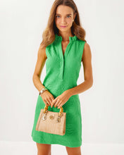 Load image into Gallery viewer, Elsey Shift Dress - Fauna Green Leafy Knit Pucker Jacquard
