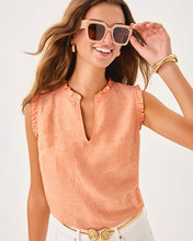 Load image into Gallery viewer, Kavalla Sleeveless Ruffle Top - Papaya X Resort White