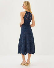 Load image into Gallery viewer, Denise Lace Halter Midi Dress - Low Tide Navy Sway With Me Scalloped Lace