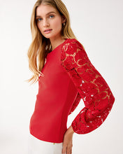 Load image into Gallery viewer, Bryant Lace Knit Top - Cranberry Red