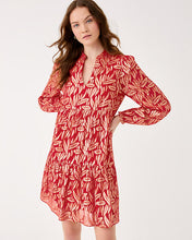 Load image into Gallery viewer, Cornellia Silk Dress -Cranberry Red Leafy Babe Metallic Silk Clip