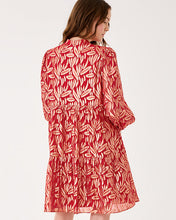 Load image into Gallery viewer, Cornellia Silk Dress -Cranberry Red Leafy Babe Metallic Silk Clip