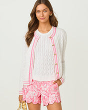 Load image into Gallery viewer, Brockton Crew Neck Cardigan - Resort White X Conch Shell Pink Tipping